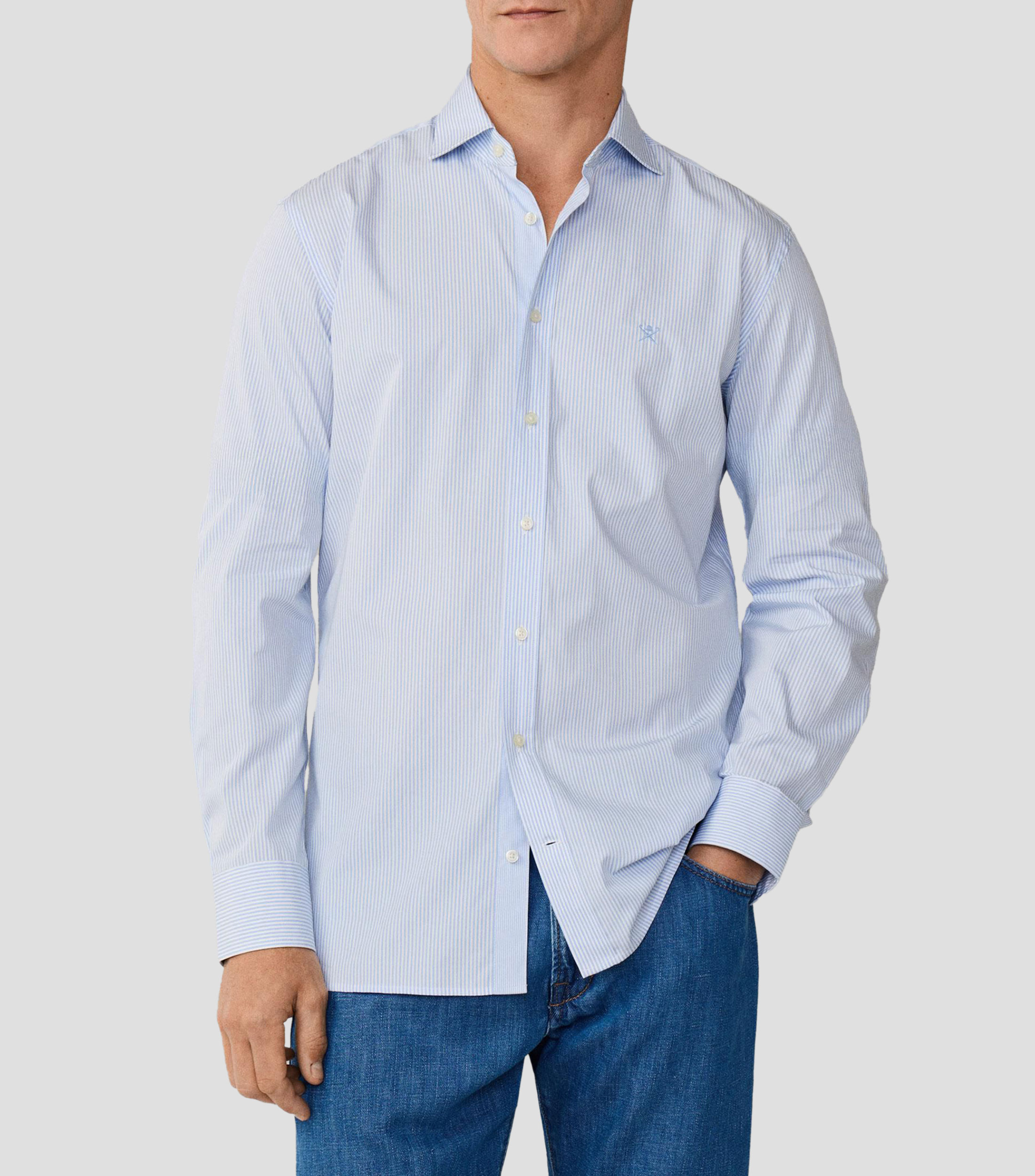 Camisa de rayas con manga larga Hombre